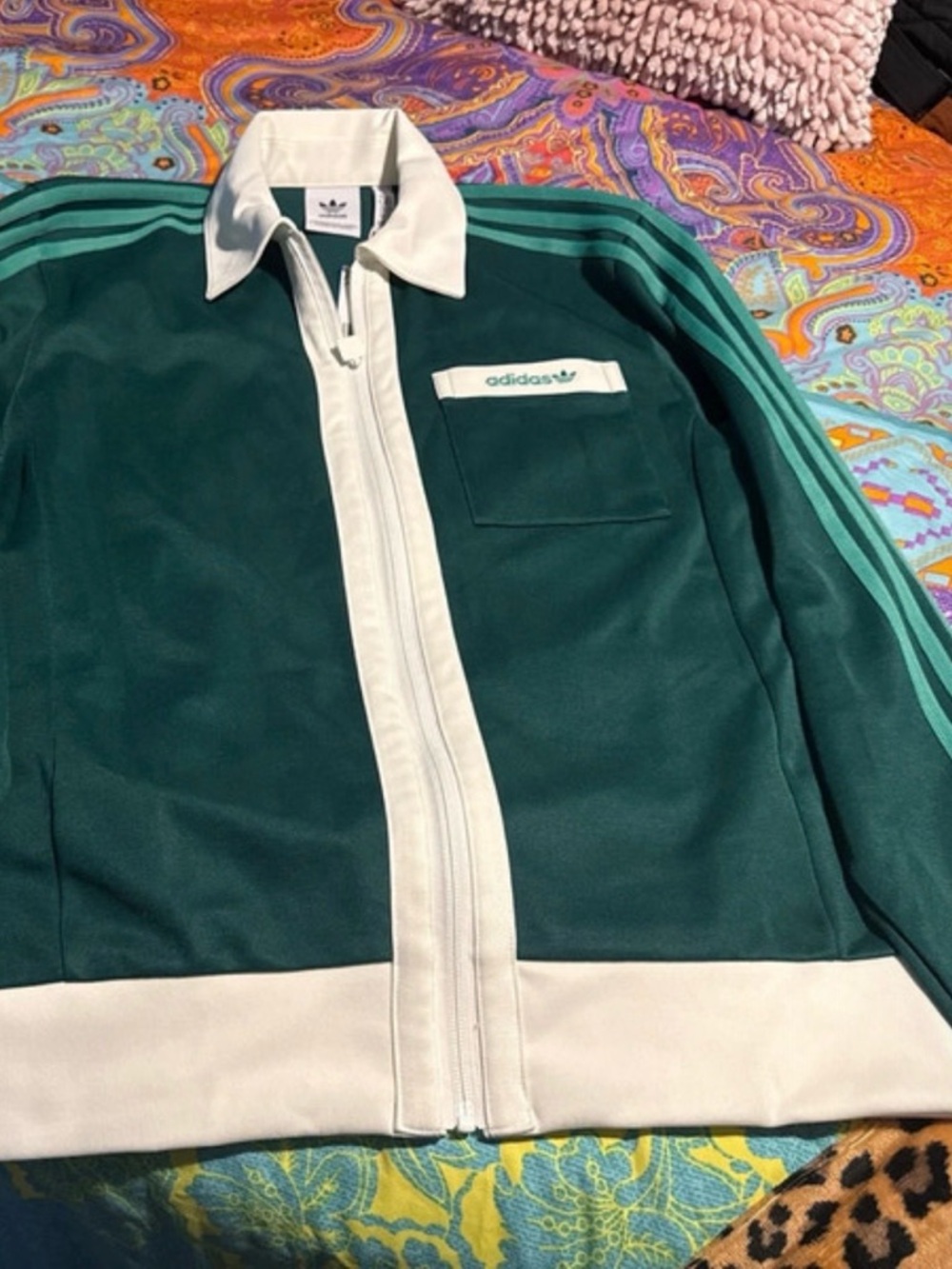 adidas Green and White Track Jacket